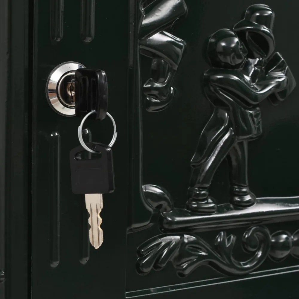 vidaXL zöld, vintage stílusú, rozsdamentes alumínium álló postaláda