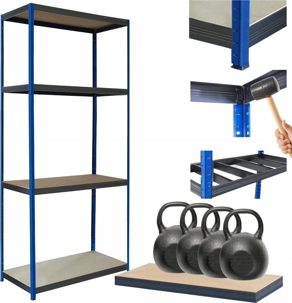 Helios fém tároló állvány garázs állvány 180x120x45cm 4Px400kg