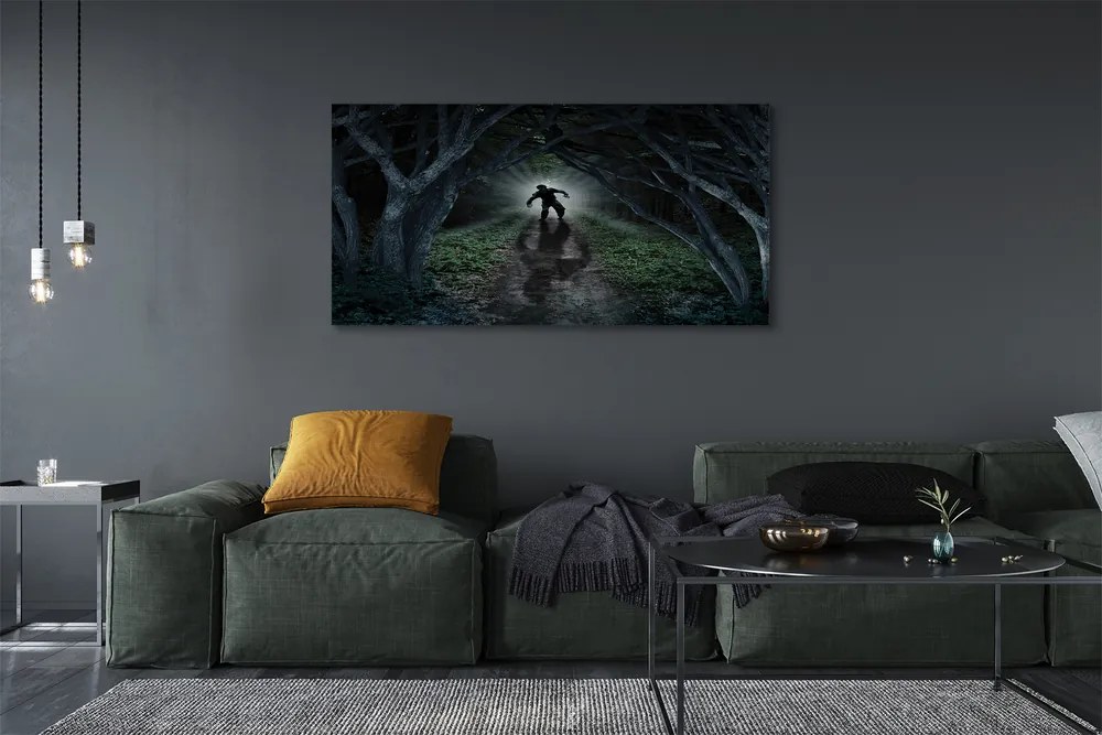 Canvas képek Sötét erdő fa forma 125x50 cm