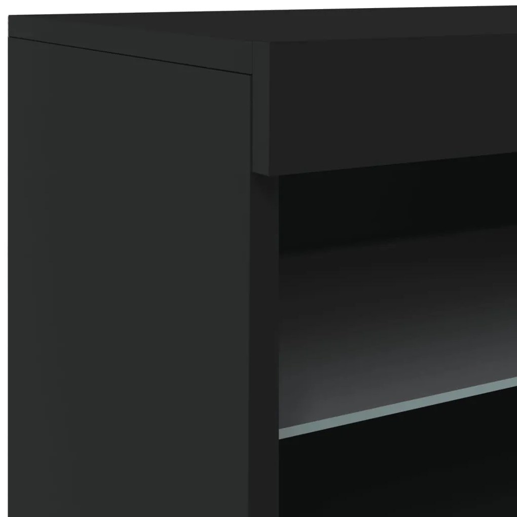 fekete tálalószekrény LED-világítással 60 x 37 x 67 cm