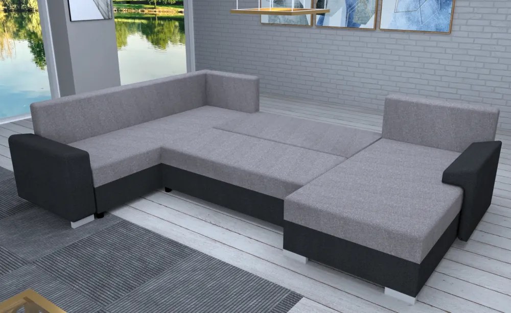 Univerzális ülőgarnitúra, sötétszürke/szürke, ANDRES U UNI