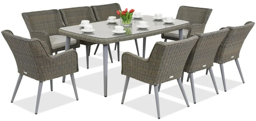 Garden Point Cordoba exkluzív 8 személyes technorattán kerti bútorok, szürke
