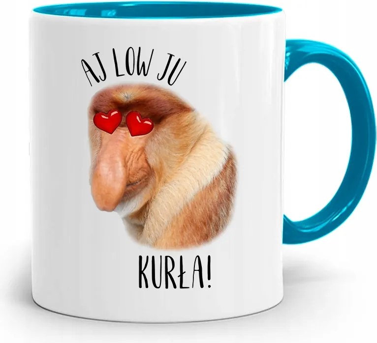 Kék Hordozó Bögre Janusz Aj Low Ju Tyúk! fényképes nyomattal