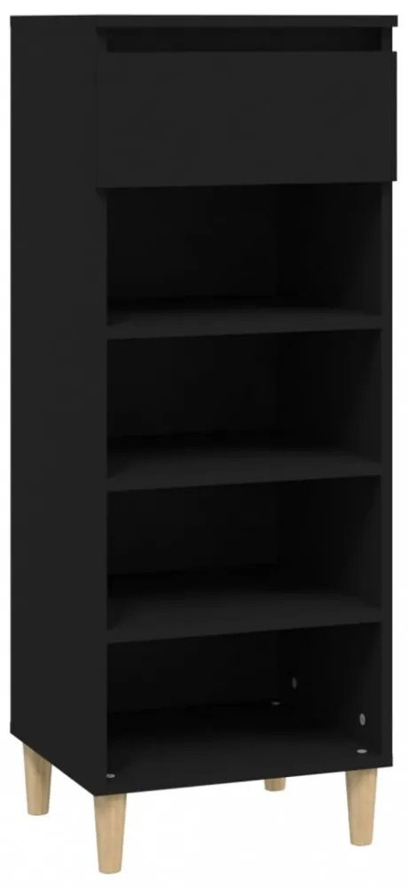 fekete szerelt fa cipősszekrény 40x36x105 cm