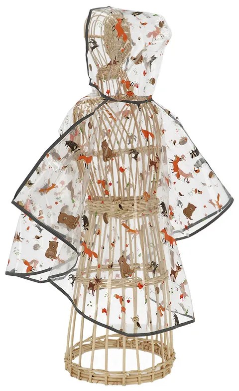 Átlátszó gyerek poncsó, erdei állatok mintával