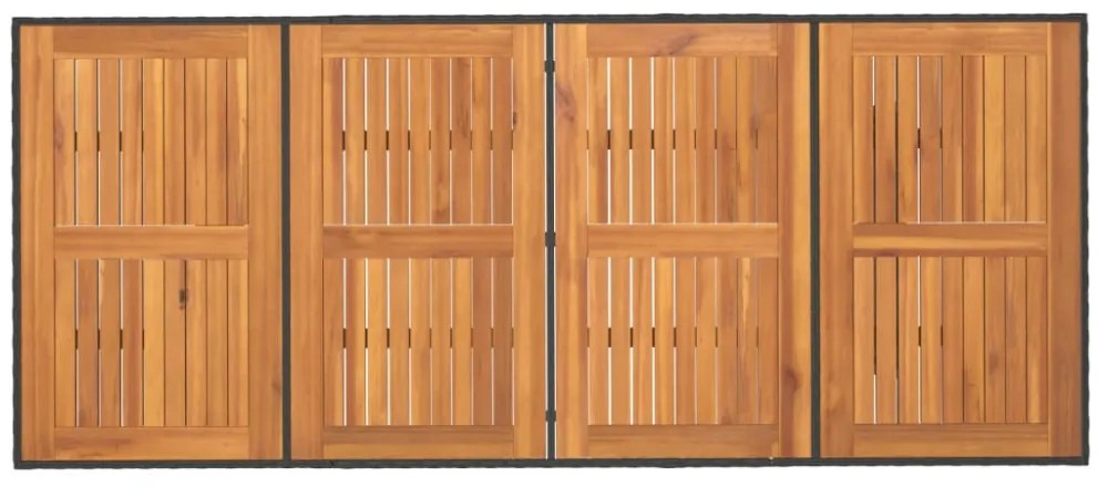 fekete polyrattan akácfa lapos kerti asztal 190 x 80 x 74 cm