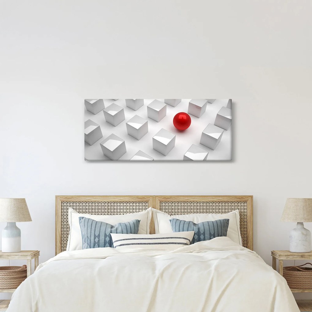 Absztrakciós kép - kocka gömbökkel (120x50 cm)