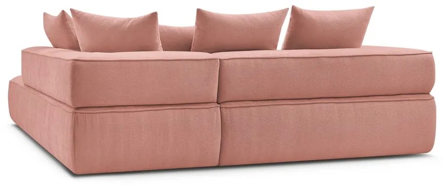 Rózsaszín zsenília sarokkanapé (jobb oldali-L alakú) Whesley – Bobochic Paris