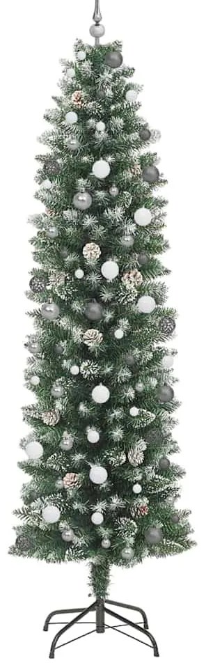 Mű Karcsú Karácsonyi Fa LED -es lámpákkal Zöld 240 cm PVC