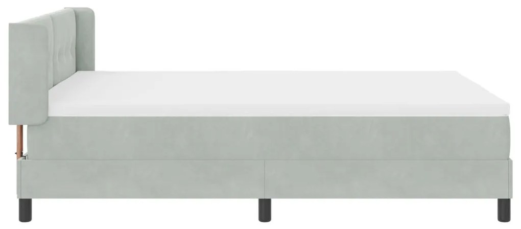 Boxrugós ágy matraccal, világosszürke, 140x190 cm, bársonyos
