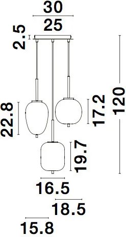 NOVALUCE 9624078 LATO Többágú Függesztett Lámpa E27 IP20