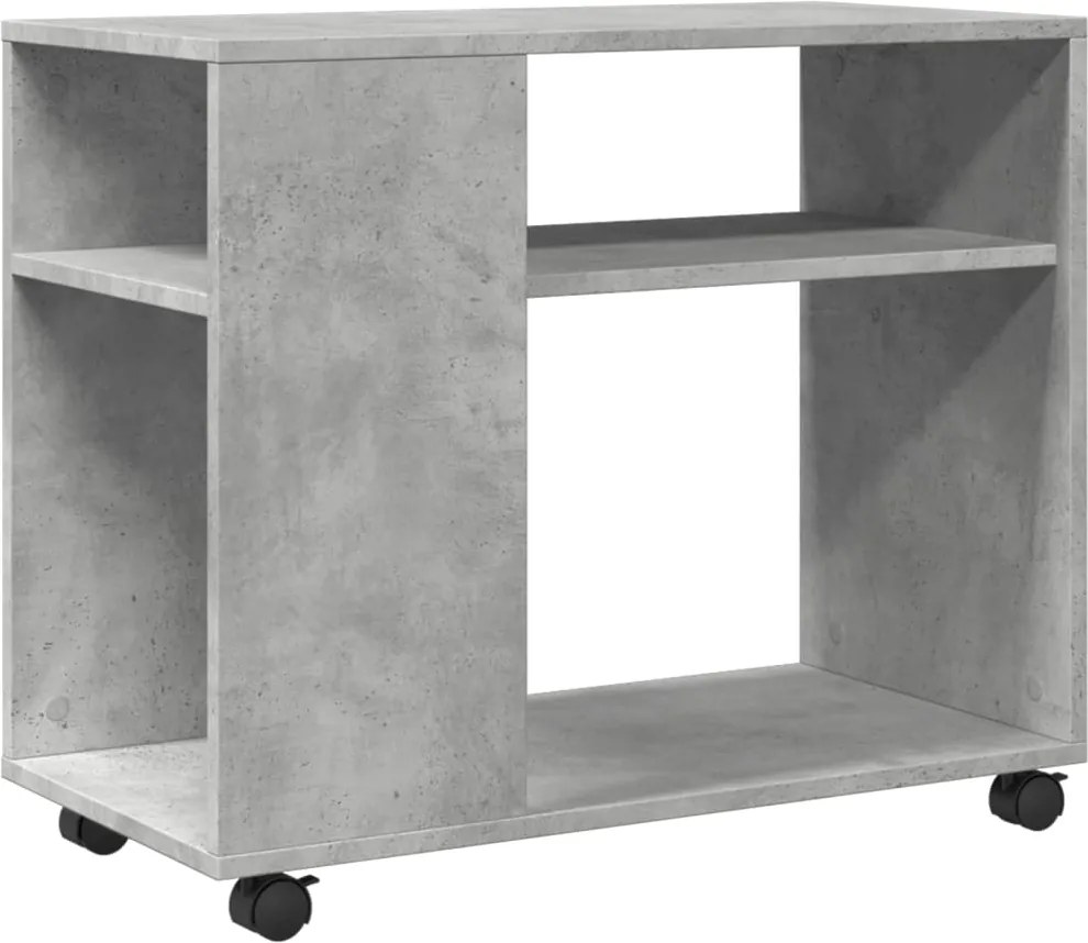 vidaXL betonszürke szerelt fa kisasztal kerekekkel 70 x 35 x 60 cm