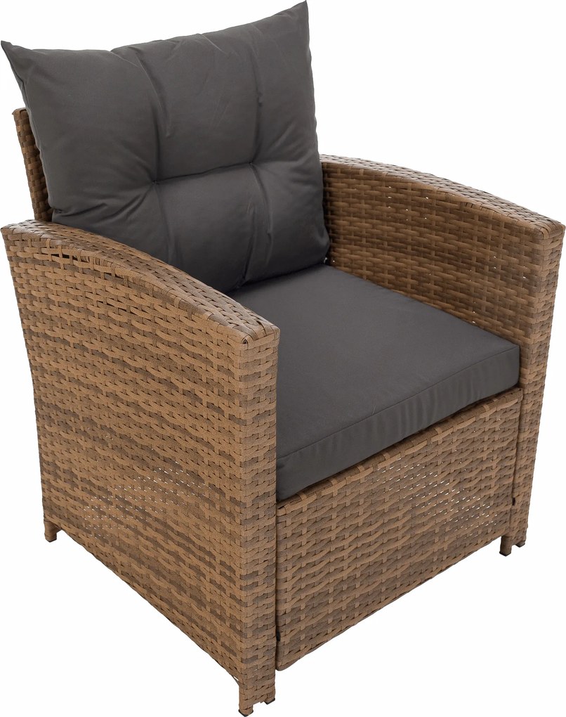 Kerti rattan szett, szürkésbarna/világosbarna, SAGIR