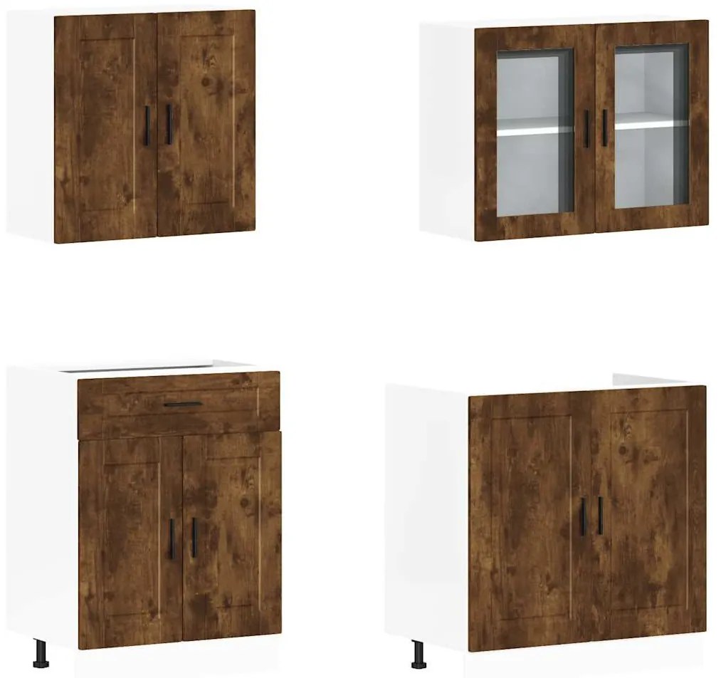 4 részes konyhaszekrény szett Porto füstölt tölgy műszaki fa