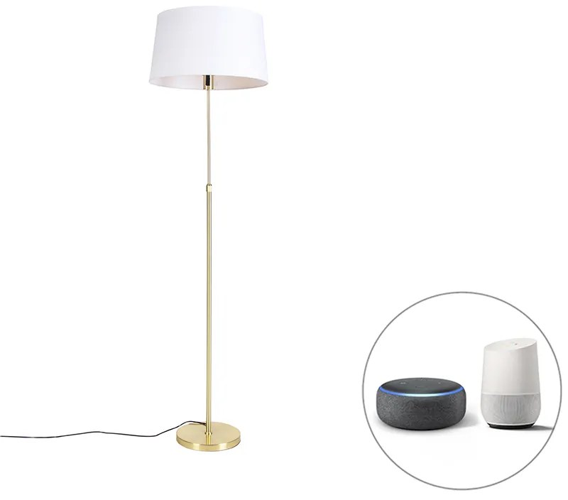 Okos állólámpa arany színű, fehér vászon búrával 45 cm, Wi-Fi-vel, A60 - Parte
