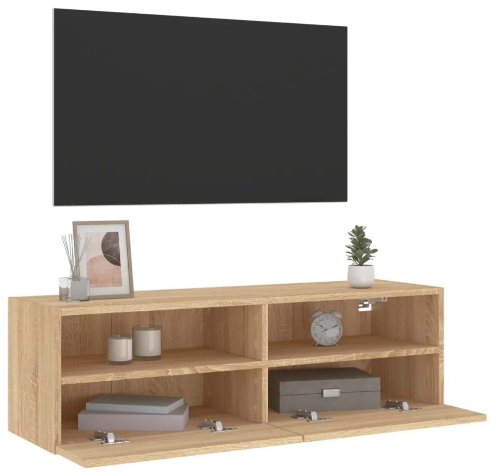 sonoma tölgyszín szerelt fa fali TV-szekrény 100 x 30 x 30 cm