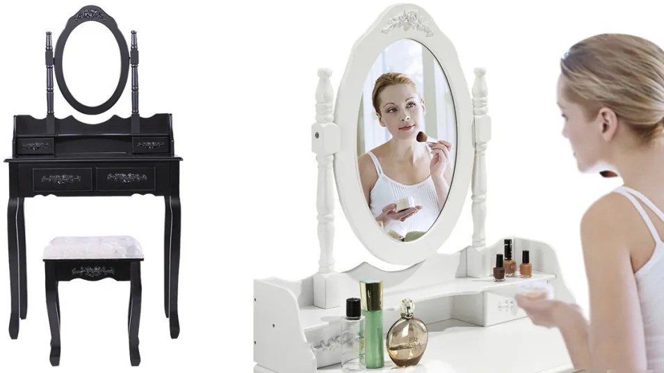 Tükrös fésülködő asztal székkel, Rome több színben-fehér