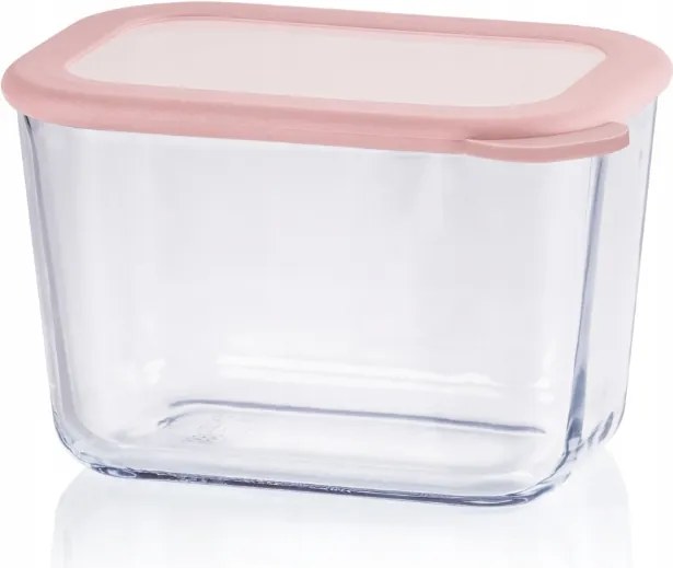 Ételtároló doboz üveg légmentesen záródó hőálló 1 l Juypal Rózsaszín