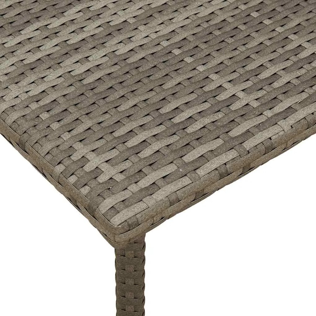 téglalap szürke polyrattan kerti dohányzóasztal 60x40x37cm