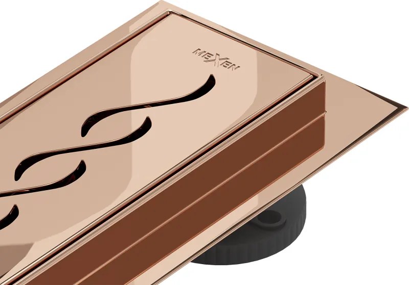 Mexen Flat 360° M18 forgatható 90 cm-es vonalmenti lefolyó, rózsaarany - 1623090-40