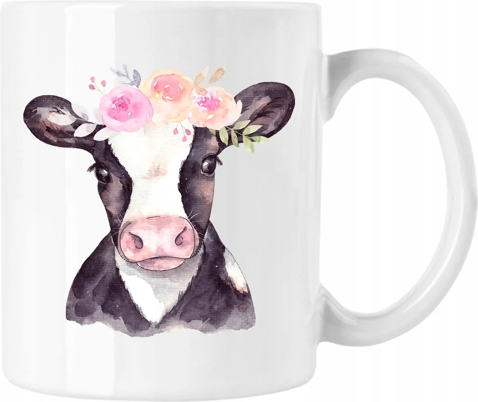 Bögre Tehén Virágok Divatos 2 Fehér 330ml