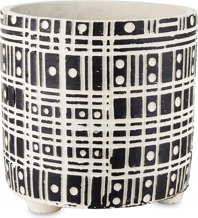 Krémszínű Virágtartó Fekete 12x11 Lábakon, Mintás