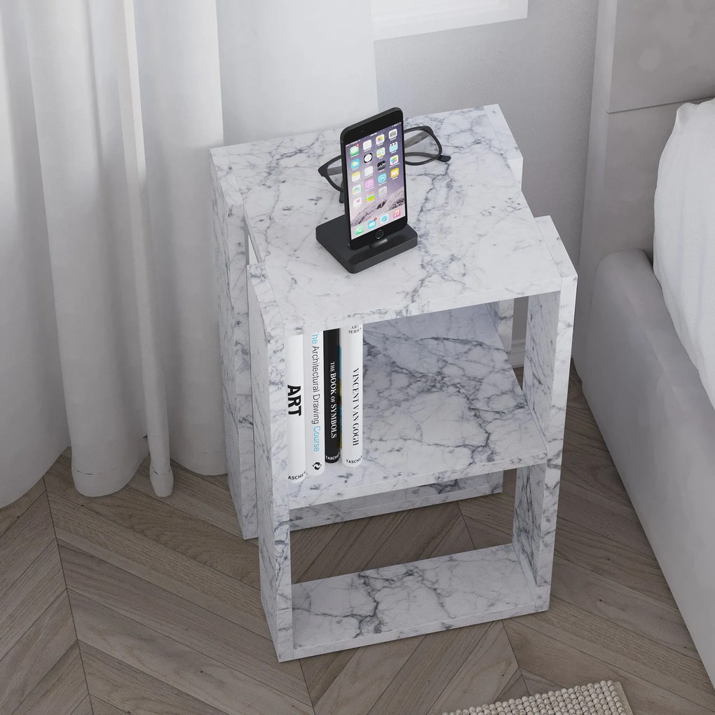 Éjjeliszekrény Lonie - Carrara Marble