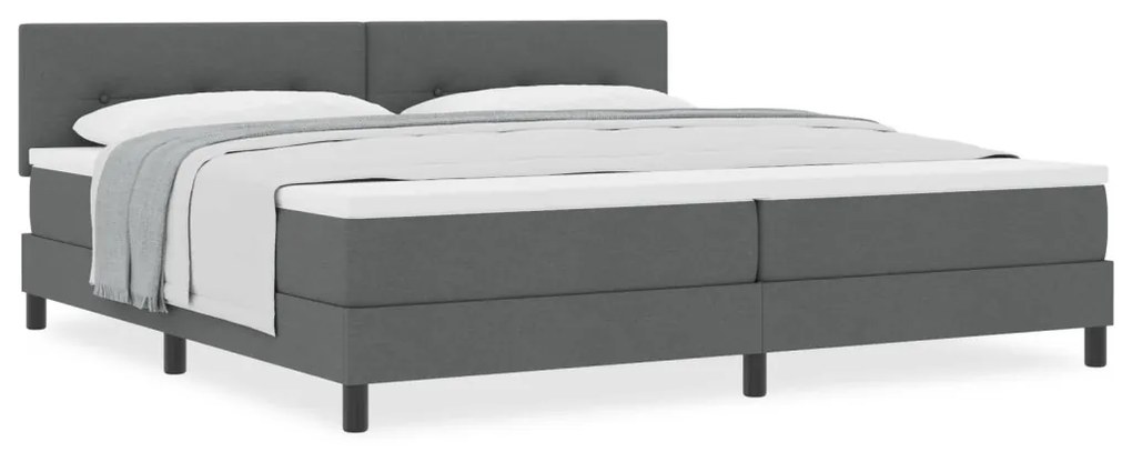 Box Spring Ágy Matraccal Sötétszürke 200x200 cm Textil