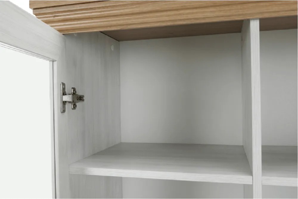 vitrines szekrény, északi sosna/vadtölgy, ROYAL W2D