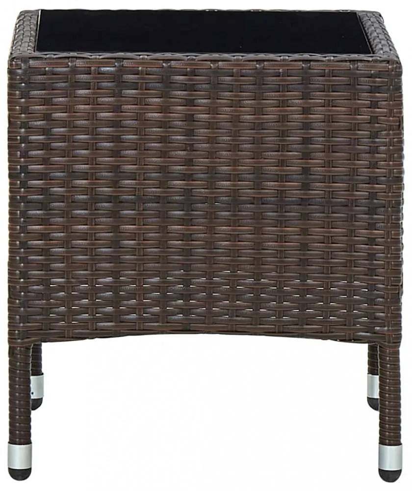 barna polyrattan kerti asztal 40 x 40 x 45 cm
