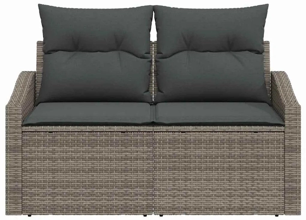 Kerti kanapé párnával Szürke 123 x 62 x 69cm polirattan