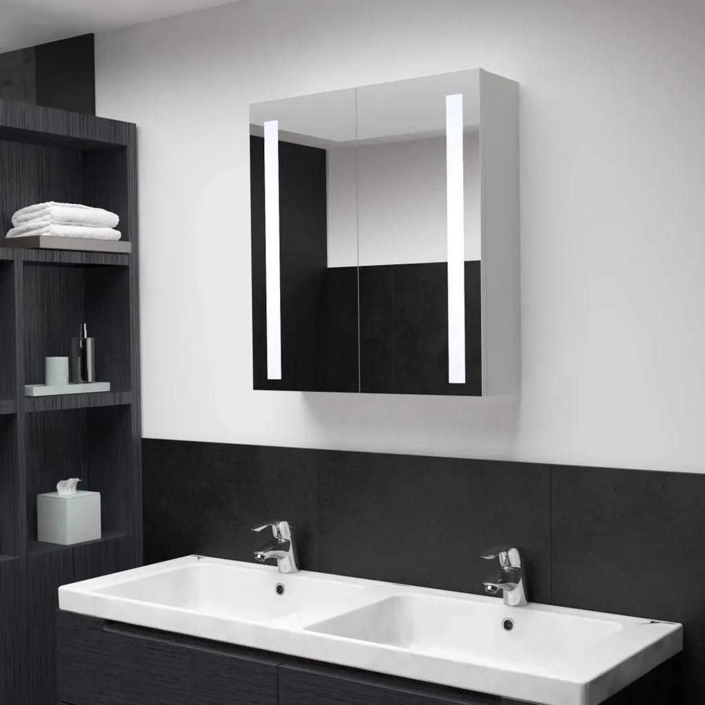 vidaXL tükrös fürdőszobaszekrény LED világítással 62 x 14 x 60 cm