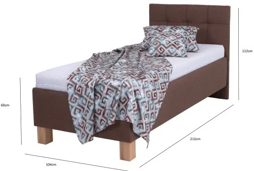 MARIA ONE kárpitozott ágy tárolóval, matrac nélkül 90x200 cm barna