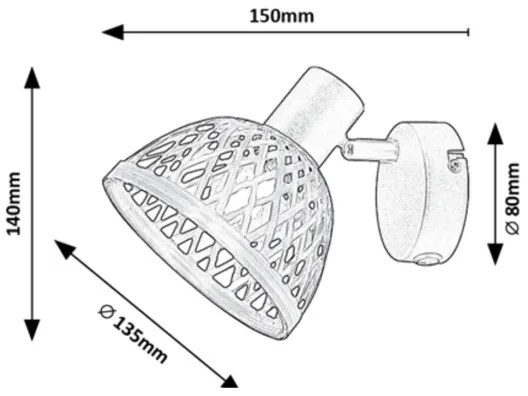 Rabalux 3133 - Fali spotlámpa RATTAN 1xE14/15W/230V rattan