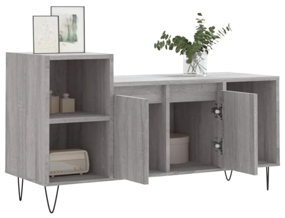 szürke sonoma színű szerelt fa TV-szekrény 100x35x55 cm