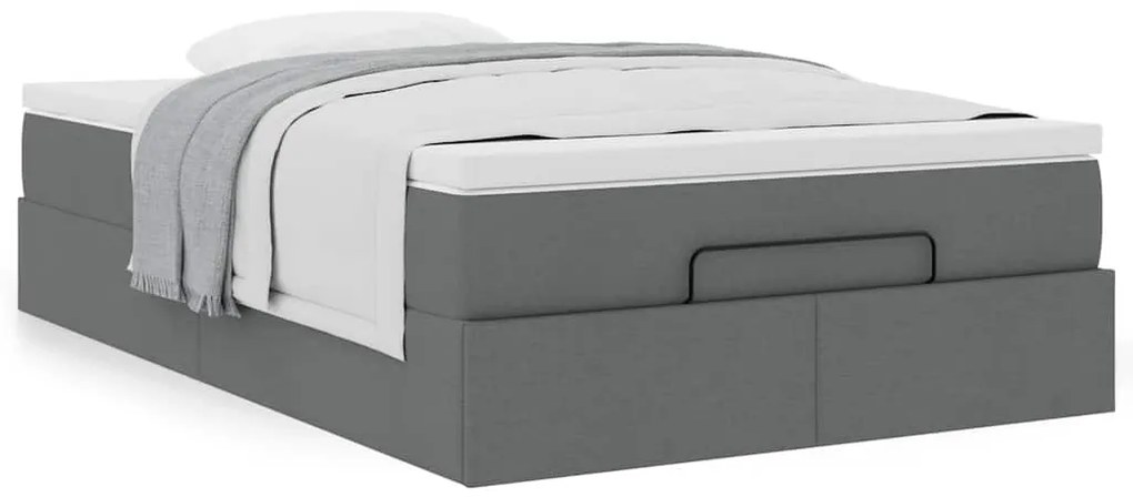 Ottomán ágykeret matraccal sötétszürke 120x190 cm szövet