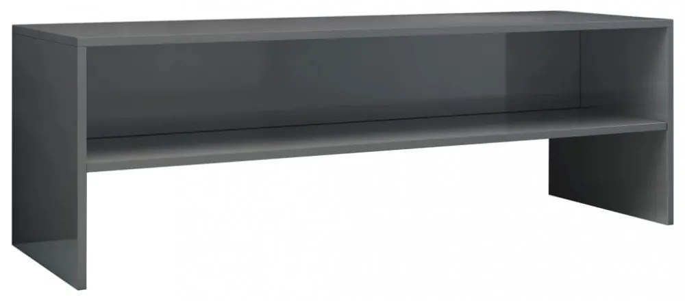 magasfényű szürke szerelt fa TV-szekrény 120 x 40 x 40 cm
