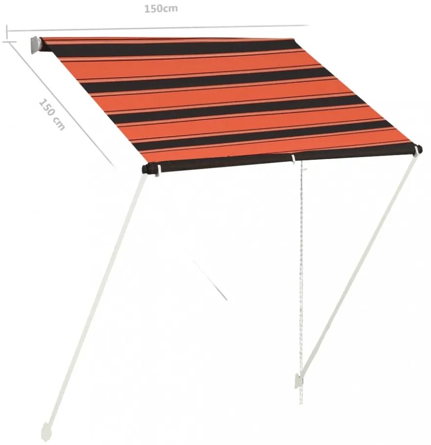 narancssárga és barna feltekerhető napellenző 150 x 150 cm