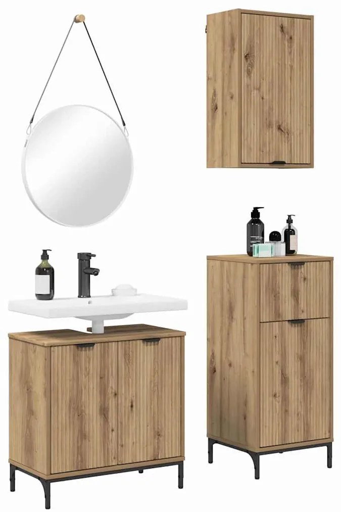 Fürdőszoba bútor szett 3 pcs kézműves tölgy 39.5 x 36 x 88 cm