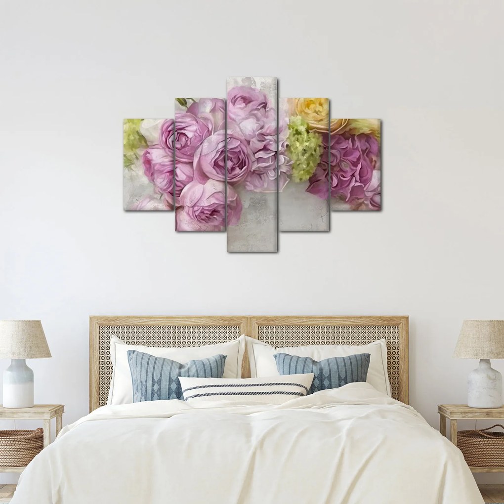 Kép - Virágok a falon pasztell színekben (150x105 cm)
