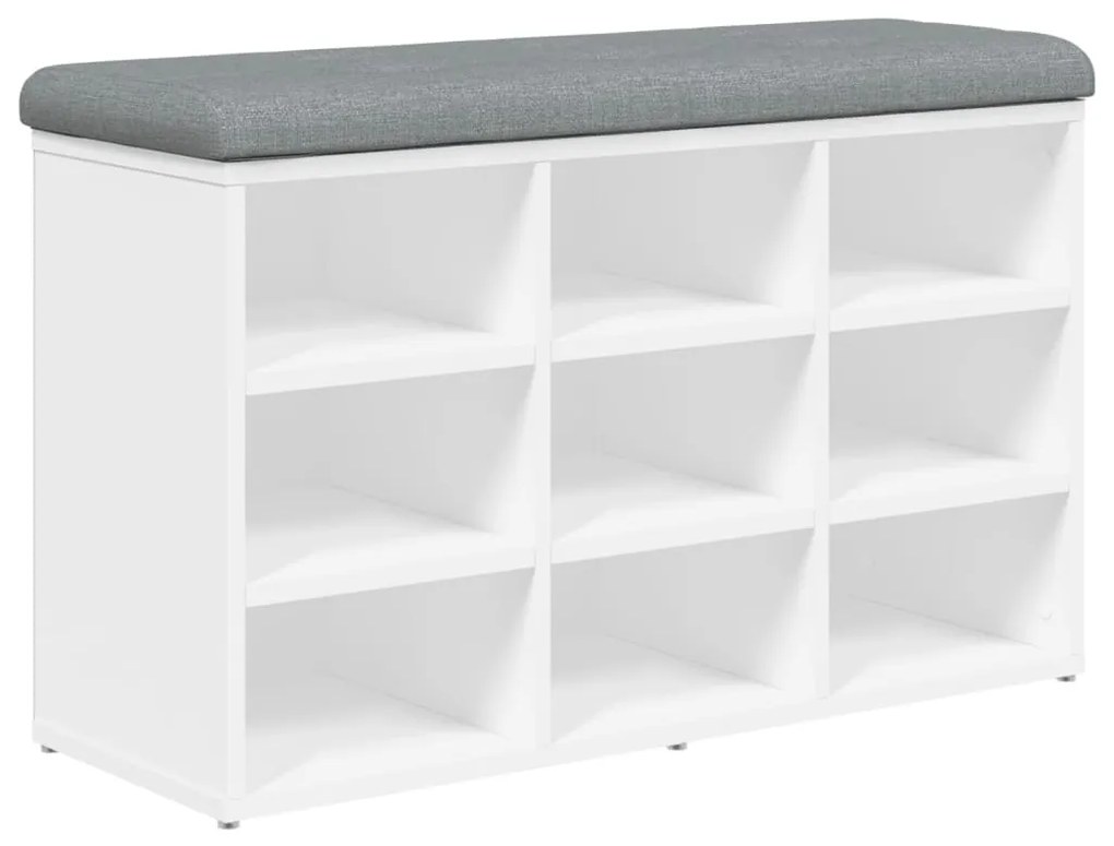 fehér szerelt fa cipőtároló pad 82 x 32 x 50 cm