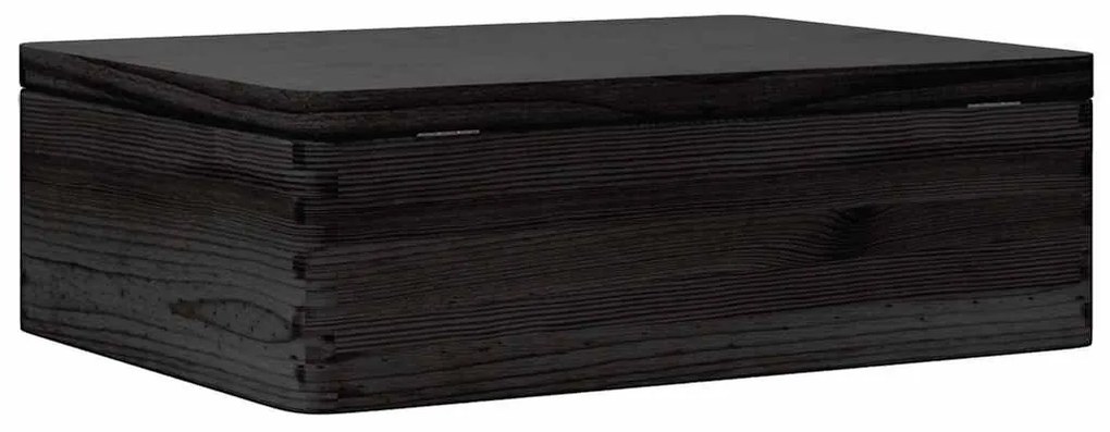 Fa doboz tetővel Fekete 40x30x13 cm tömör fa fenyő