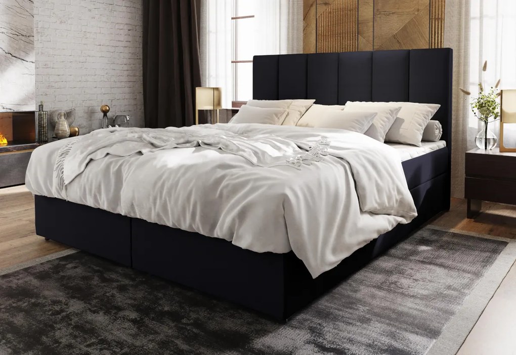 KARDI kárpitozott boxspring ágy, 160x200, cosmic 190 + topper