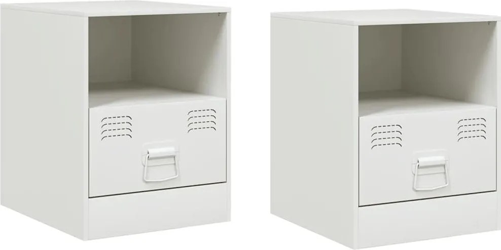 vidaXL 2 db fehér acél éjjeliszekrény 34,5 x 39 x 44 cm