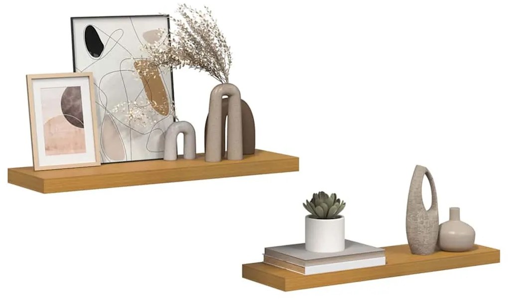 vidaXL Falpolc Falra szerelhető 2 pcs Bézs 90 x 23,5 x 4 cm Faanyag
