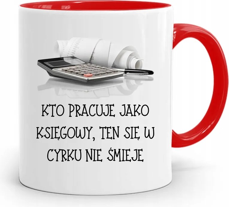 Piros Bögre Ajándék Könyvelőnek, fényképes nyomattal