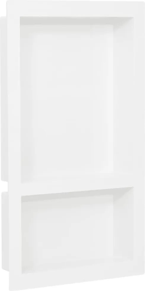 vidaXL magasfényű fehér zuhanyfal-mélyedés 2 rekesszel 41 x 69 x 9 cm