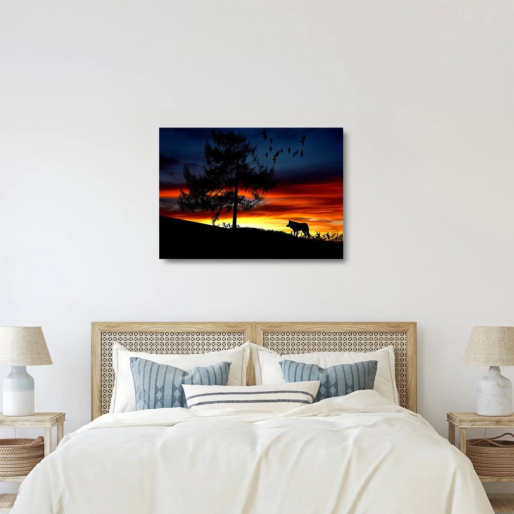 Kép - Farkas sziluettje (üvegen) (70x50 cm)