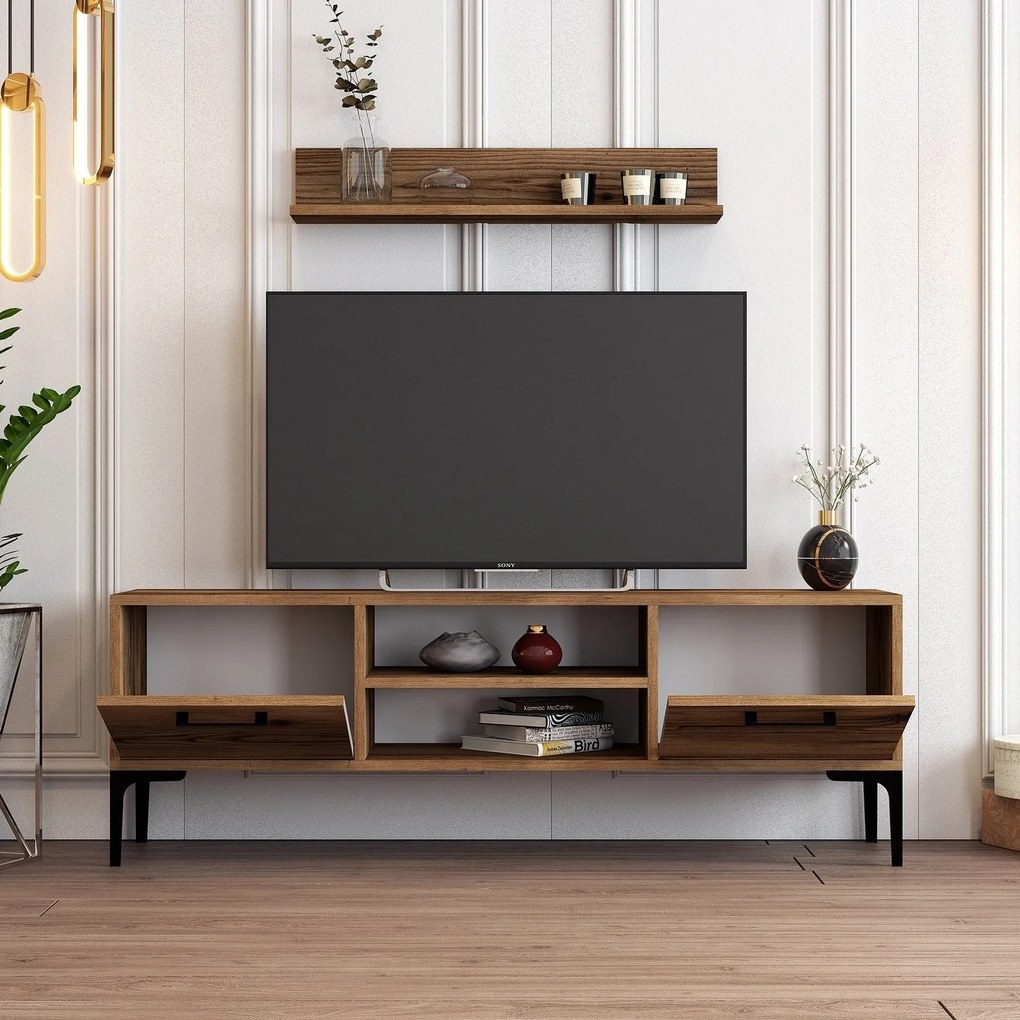 TV szekrény "RIGA" 140x48x30cm, diófa színű