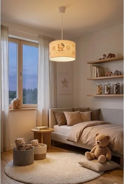Brilagi - LED zsinóros gyerekszobai csillár BOBO 1xE27/60W/230V átm. 35 cm fehér/mackókkal